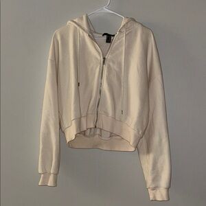 Forever 21 Cream Zip-Up Hoodie